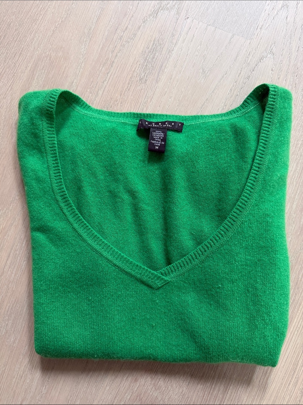 Laundry Cashmere Cap Sleeve V-Neck Sweater in Bright Green